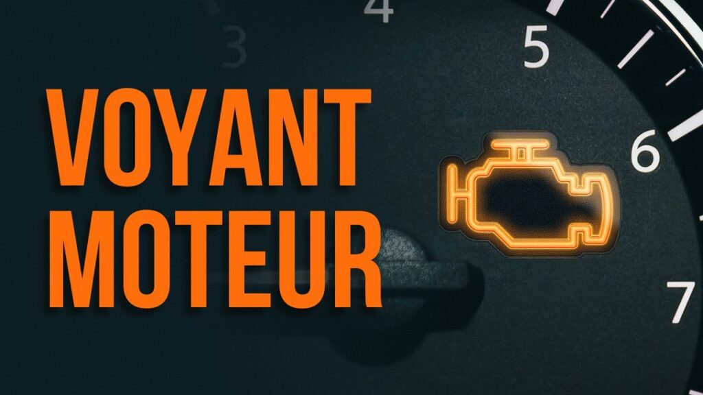 Tableau de bord d'une Mercedes Classe C avec le voyant moteur orange (check engine) allumé.