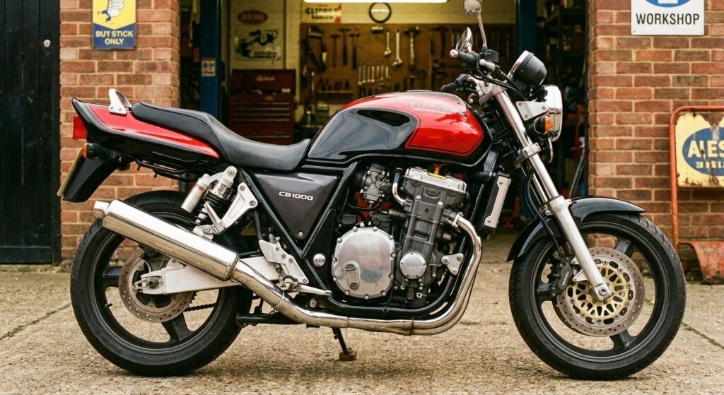 Honda 1000 Big One : le retour en grâce du roadster XXL 2 Honda CB1000 Big One Super Four de profil, montrant son imposant moteur et son style roadster des années 90.