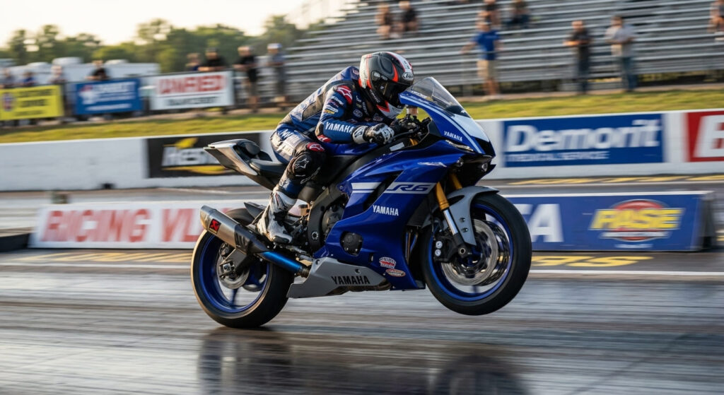 Yamaha R6 : quelle est sa vitesse max réelle ? 2 Yamaha R6 sur circuit en pleine accélération, illustrant la recherche de la vitesse maximale.