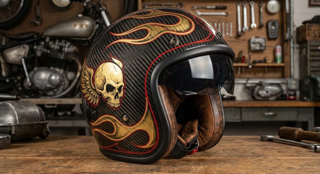Comment personnaliser son casque moto sans compromettre la sécurité 3 Casque jet en fibre de carbone personnalisé