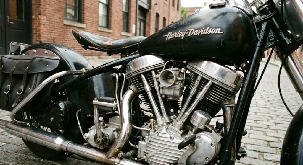Gros plan sur une Harley Davidson