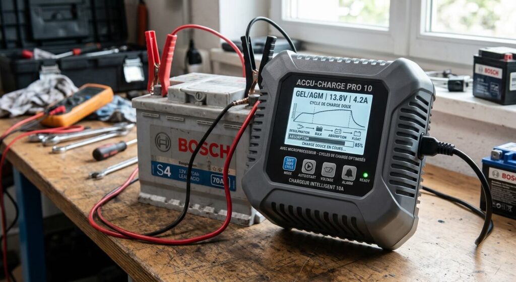 Chargeur de batterie intelligent avec microprocesseur pour cycles de charge doux.