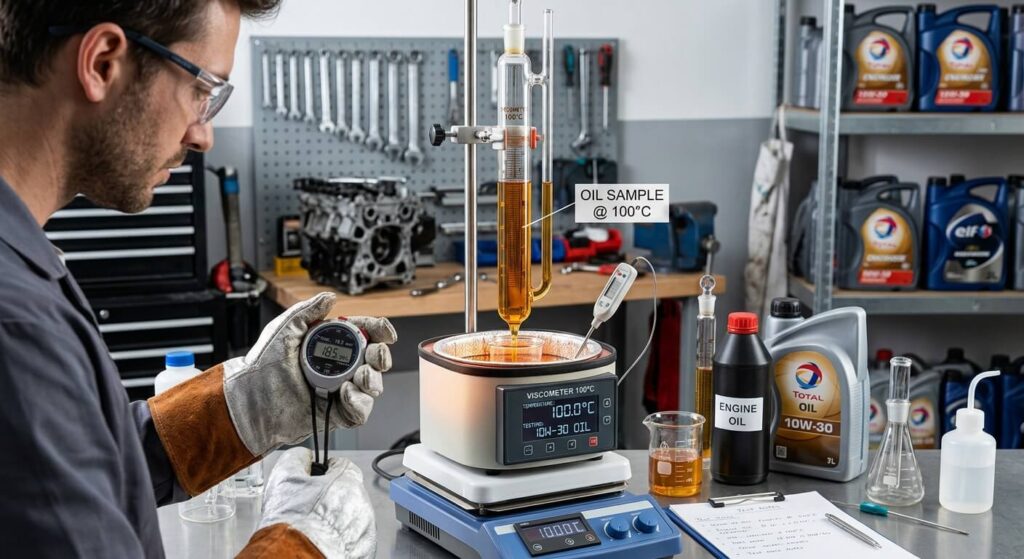 Test de fluidité de l'huile moteur à haute température.
