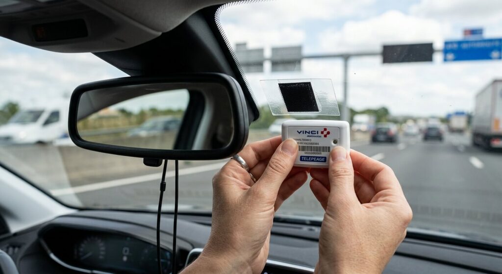 Utilisation d'un ruban adhésif double-face transparent ou de scratch pour fixer un boîtier d'autoroute.