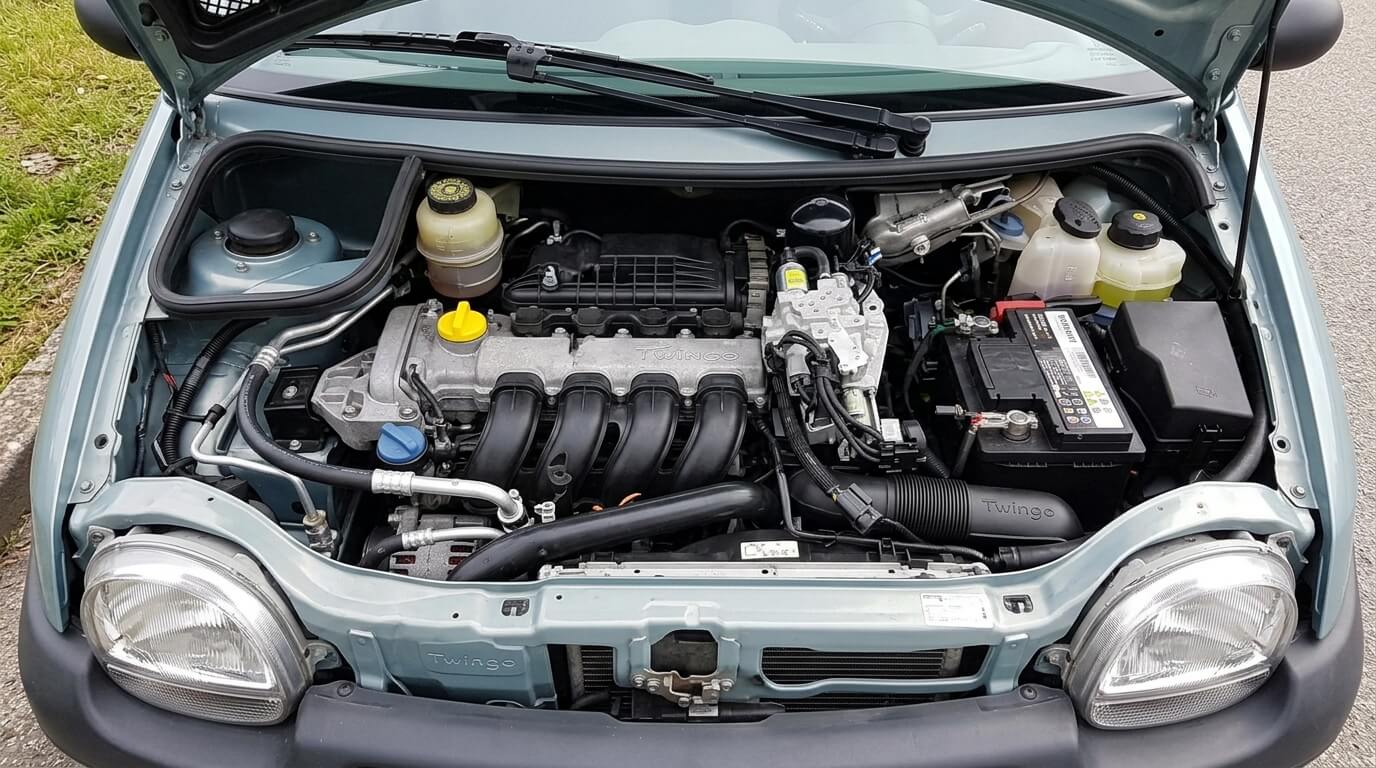 Vue sous le capot d'une Renault Twingo équipée d'un robot de boîte Quickshift.