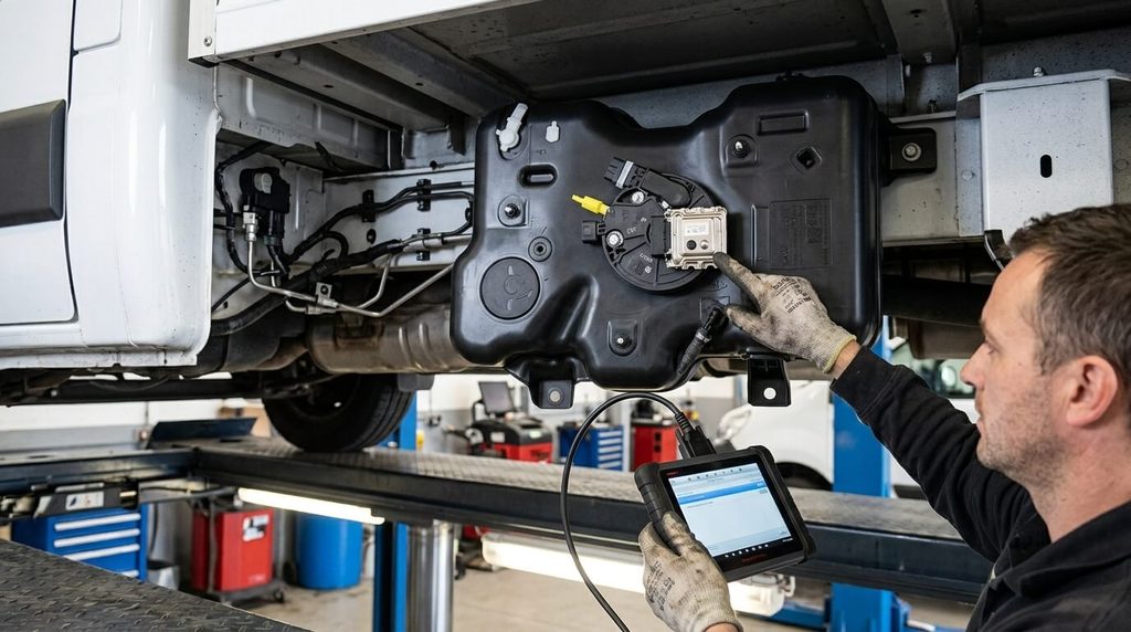 Problèmes Renault Master 2.3 dCi 150 ch : pannes, fiabilité et avis (M9T) 4 Contrôle du réservoir et de la pompe AdBlue SCR sur un Renault Master 2.3 dCi.