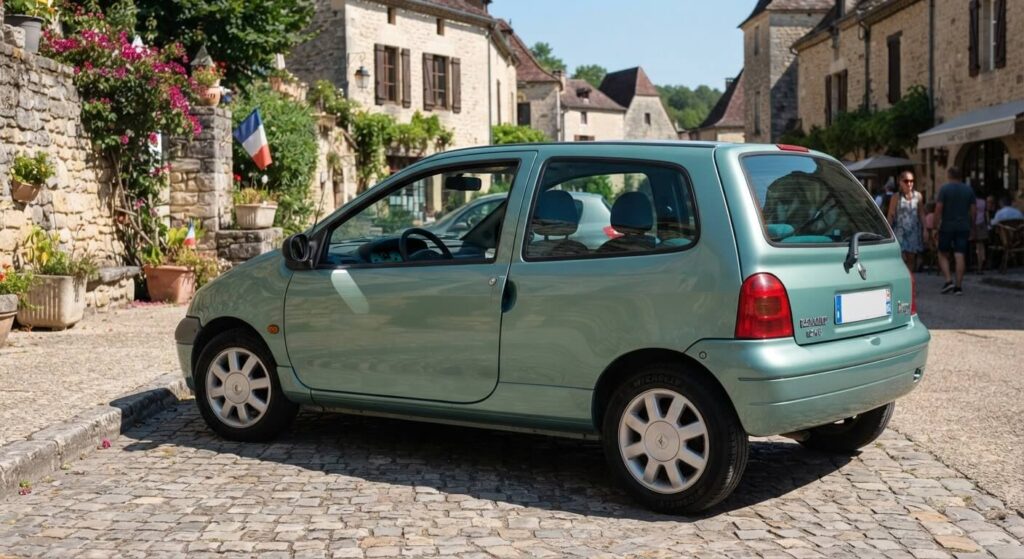 Renault Twingo 1 phase 3 vert amande équipée du moteur essence 1.2 16V 75ch.