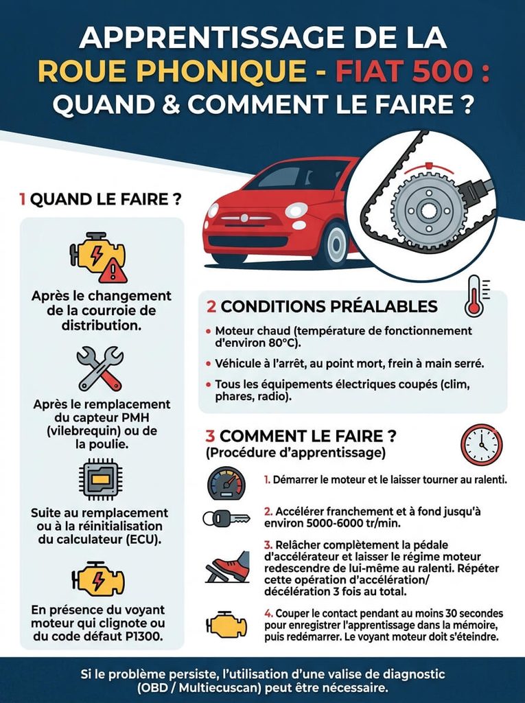 Apprentissage roue phonique Fiat 500 : quand et comment le faire 3