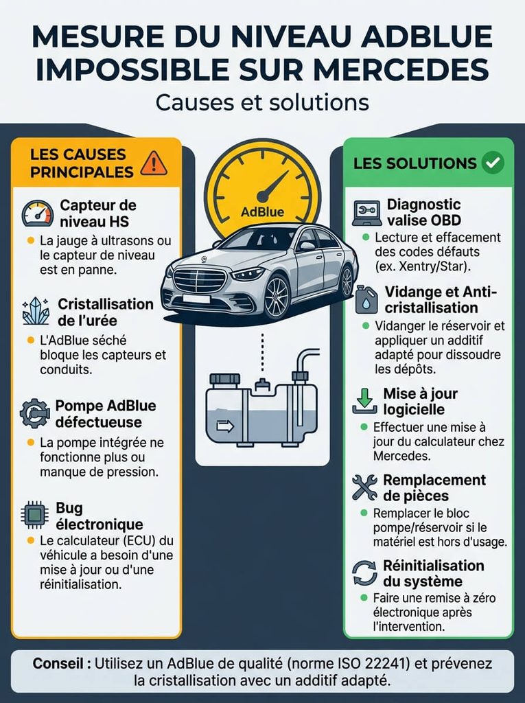 Mesure du niveau impossible AdBlue Mercedes : causes et solutions 3