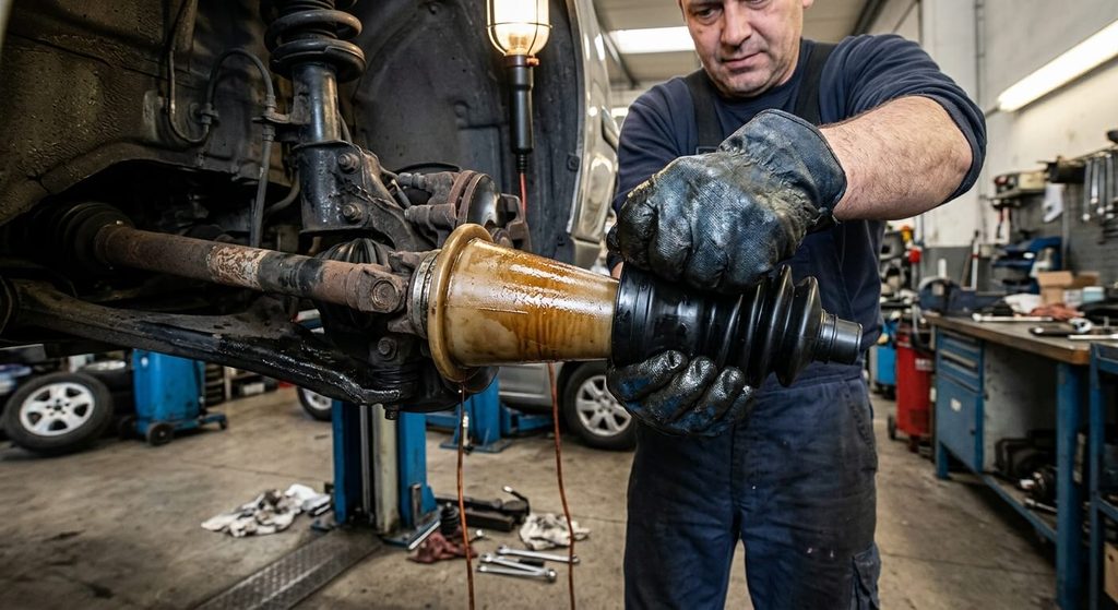 Pose d'un soufflet de cardan universel extensible à l'aide d'un cône de montage huilé.
